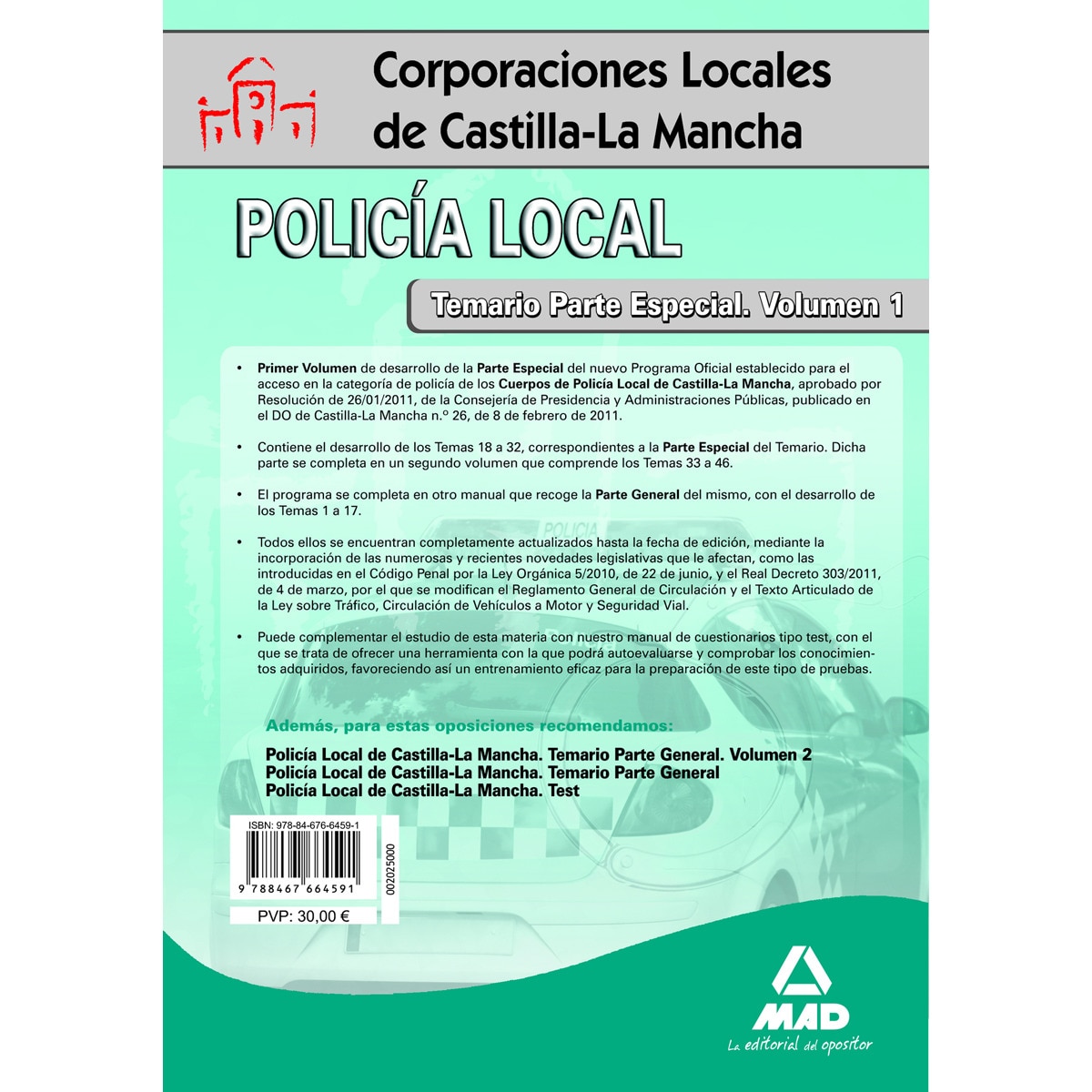Policía Local, Castilla-La Mancha. Temario de la parte especial  (Tapa blanda) 2