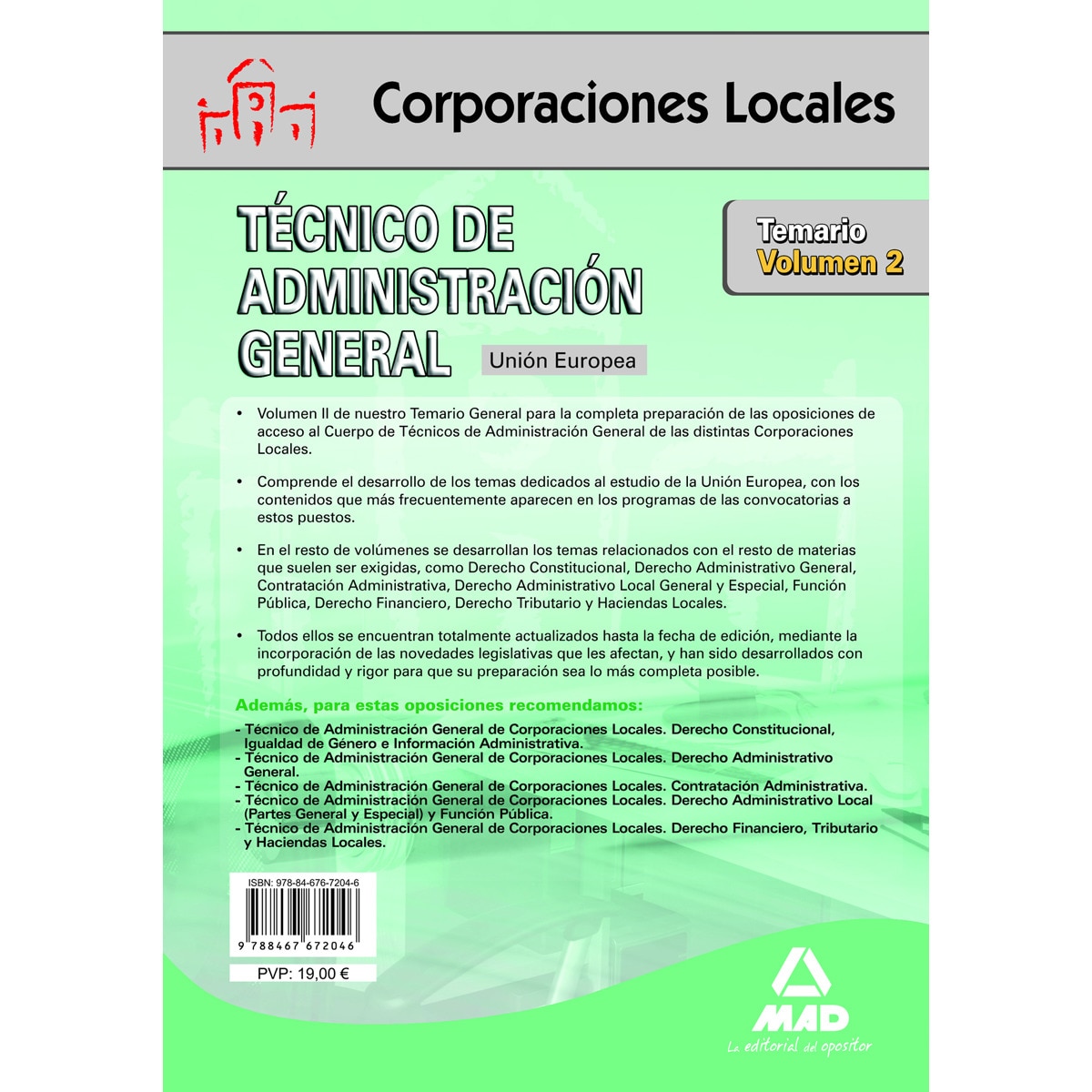 Técnico de Administración General de Corporaciones Locales. Volumen II. Unión Europea (Capa mole) 2