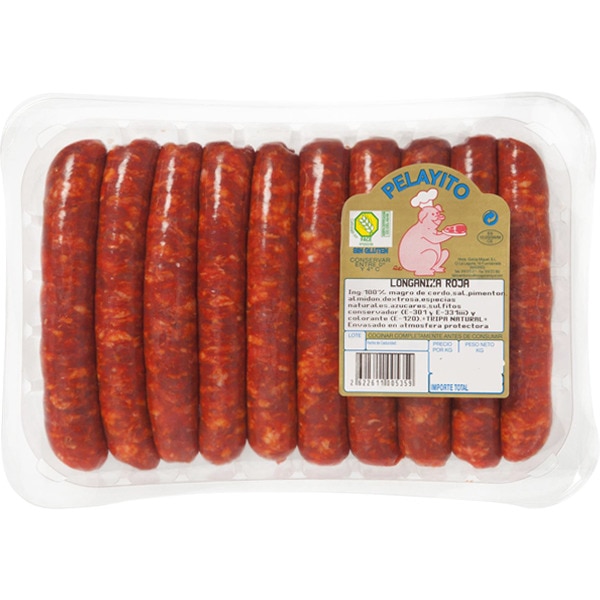 longaniza roja de cerdo bandeja 500 g