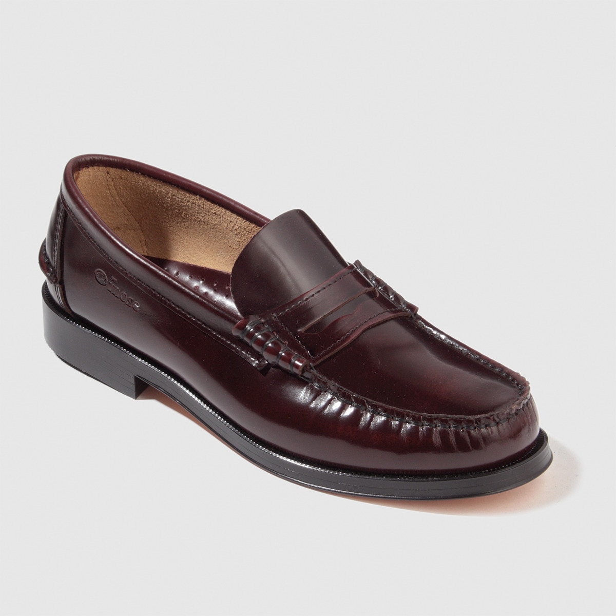 Mocasin castellano de hombre de piel florentic con piso de cuero Burdeos-1
