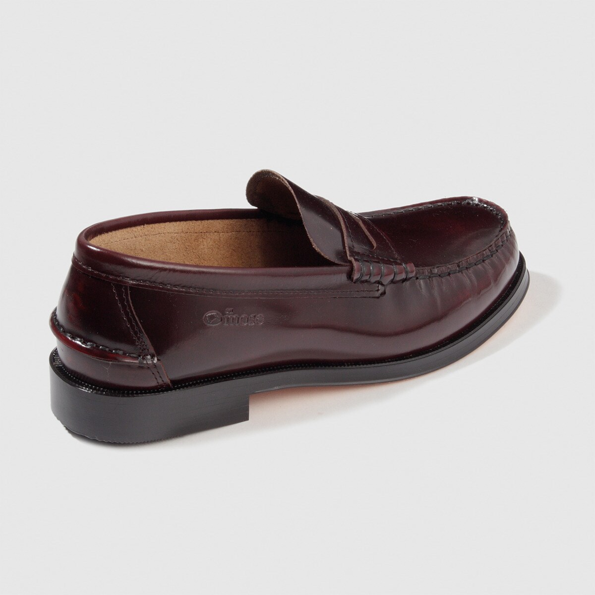 Mocasin castellano de hombre de piel florentic con piso de cuero Burdeos-2