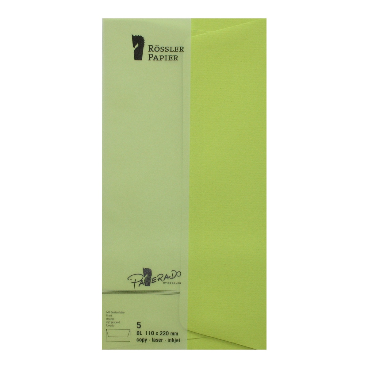 Envelope DL americano com interior forrado Rossler verde lima 1