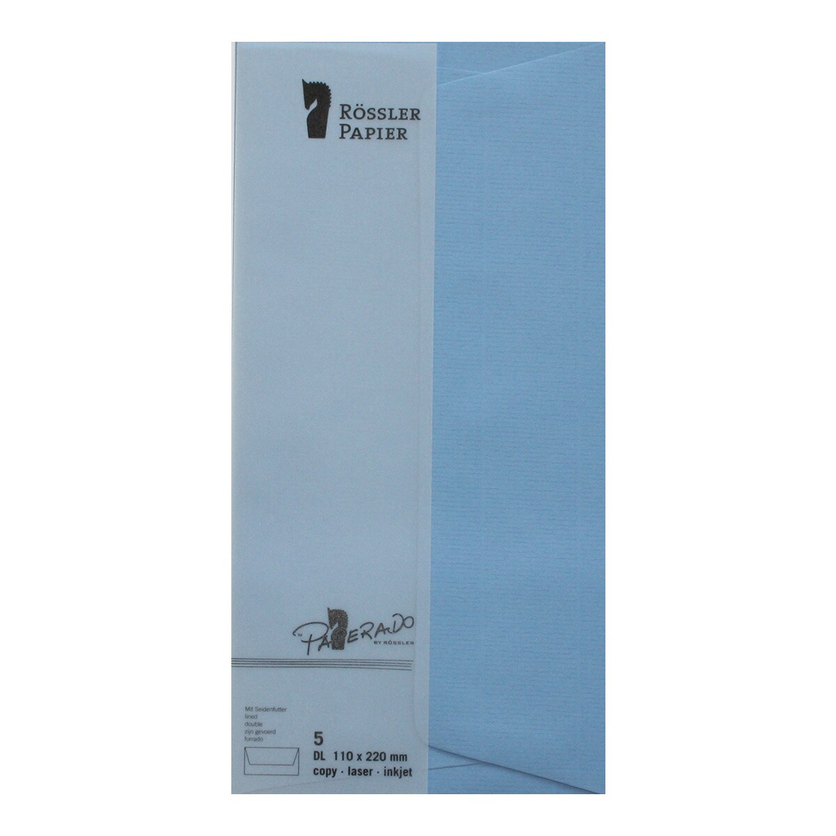 Envelope DL americano com interior forrado Rossler azul 1
