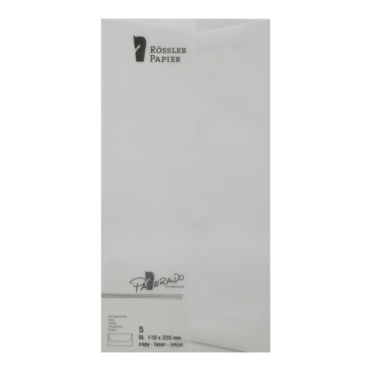 Envelope DL americano com interior forrado Rossler cinzento 1