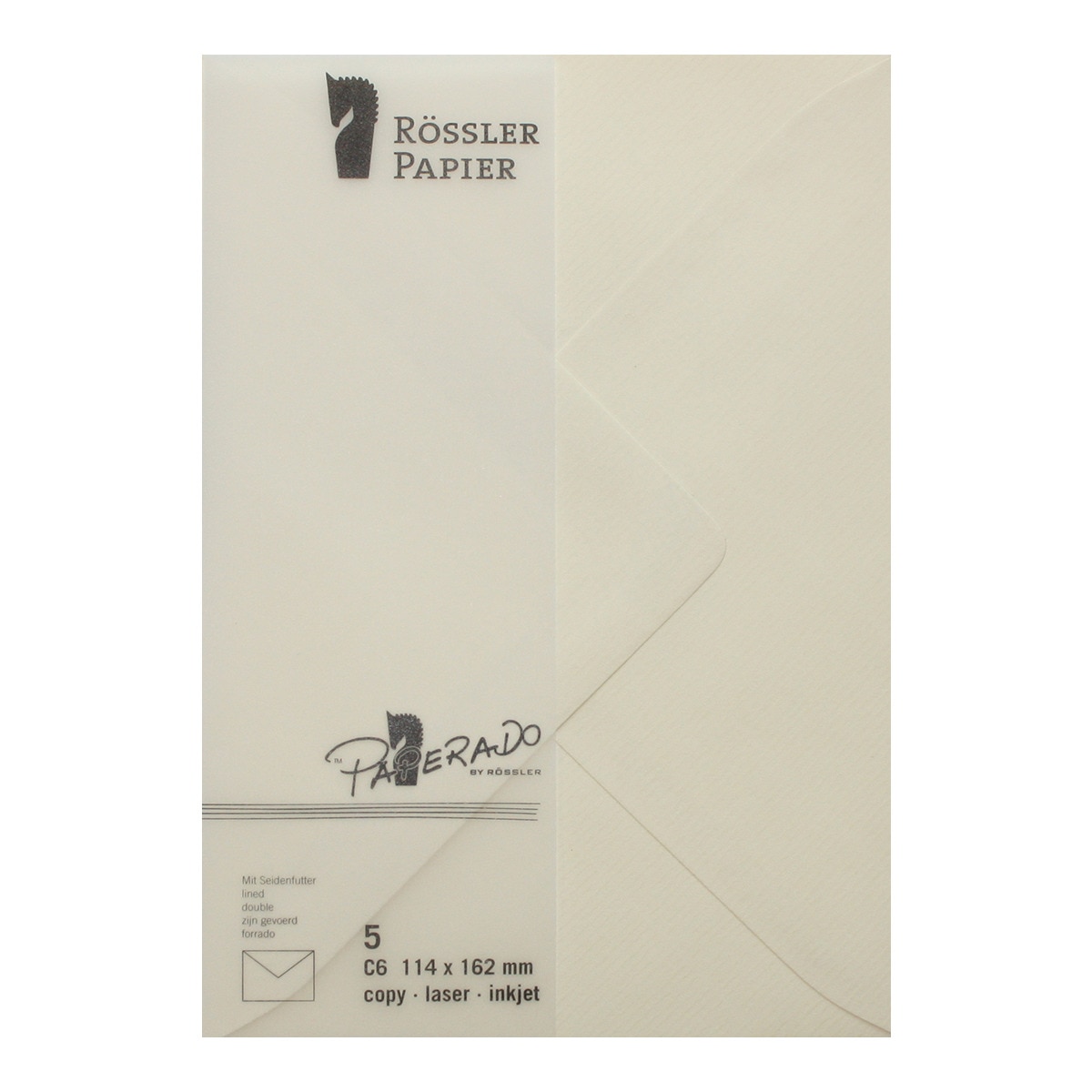 Envelope C6 com interior forrado Rossler creme 1