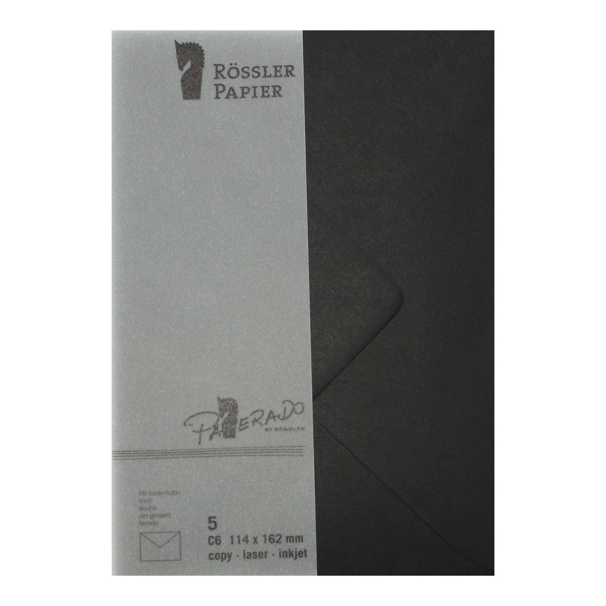 Envelope C6 com interior forrado Rossler preto 1