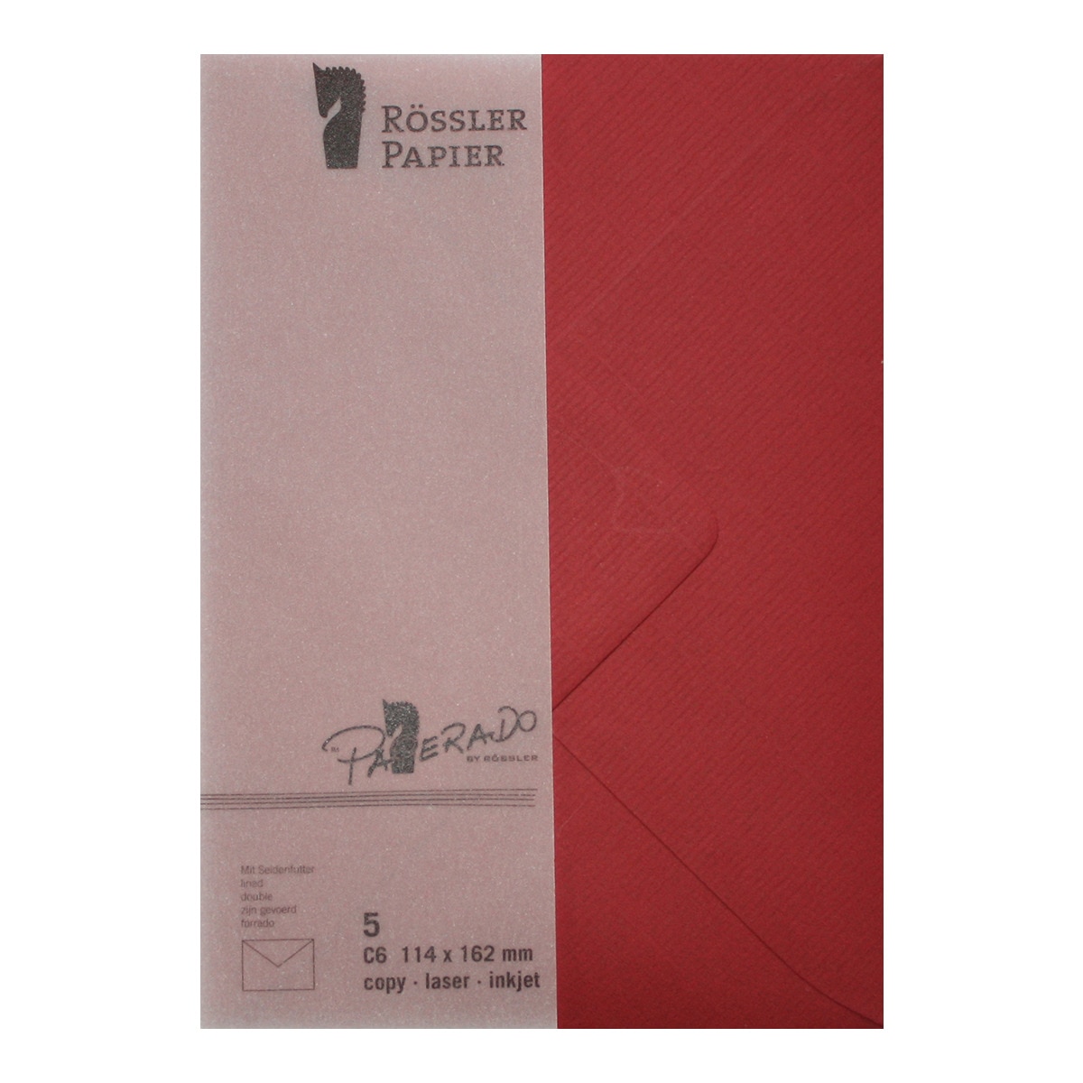 Envelope C6 com interior forrado Rossler grená 1