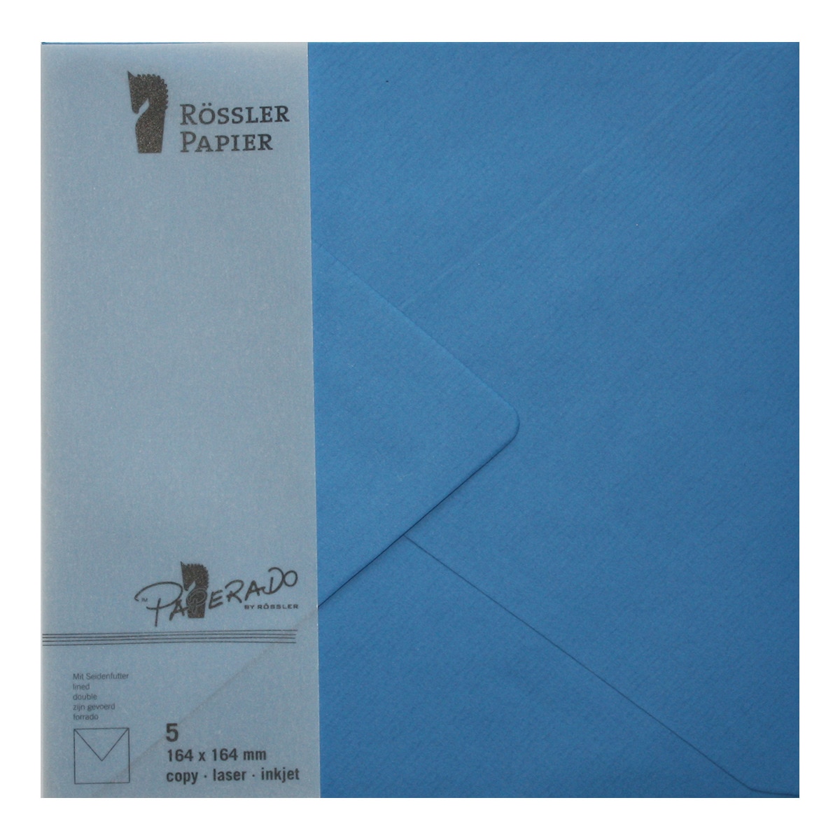 Pack 5 unids. Envelope Quadrado com interior forrado cor azulão Rossler 1