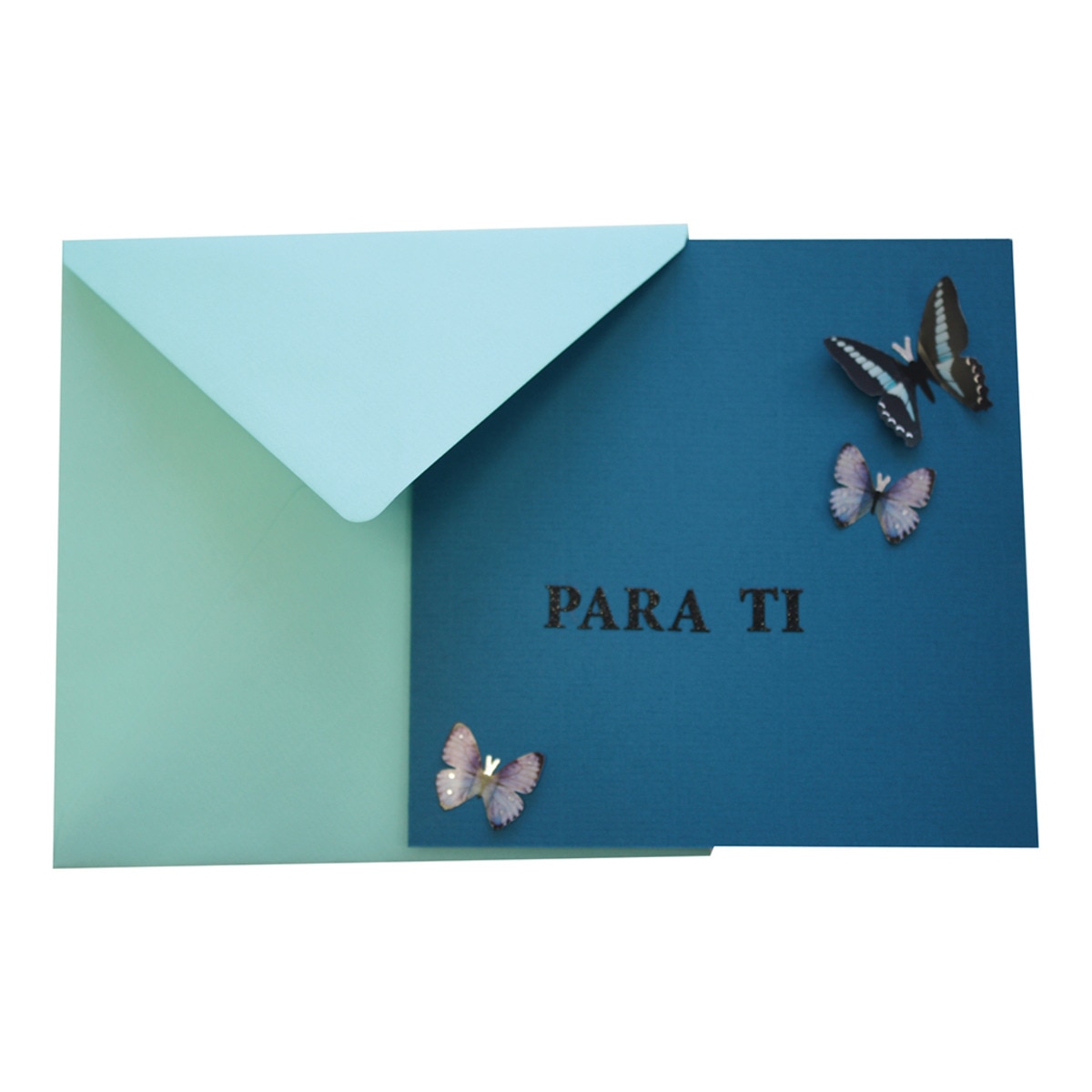 Pack 5 unids. Envelope Quadrado com interior forrado cor azul água Rossler 3