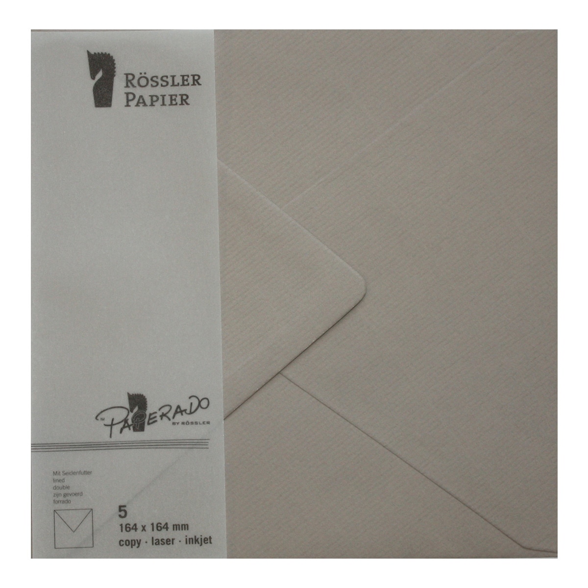 Imagem 0 de Pack de 5 unid. envelope quadrado com interior forrado cinzento pérola