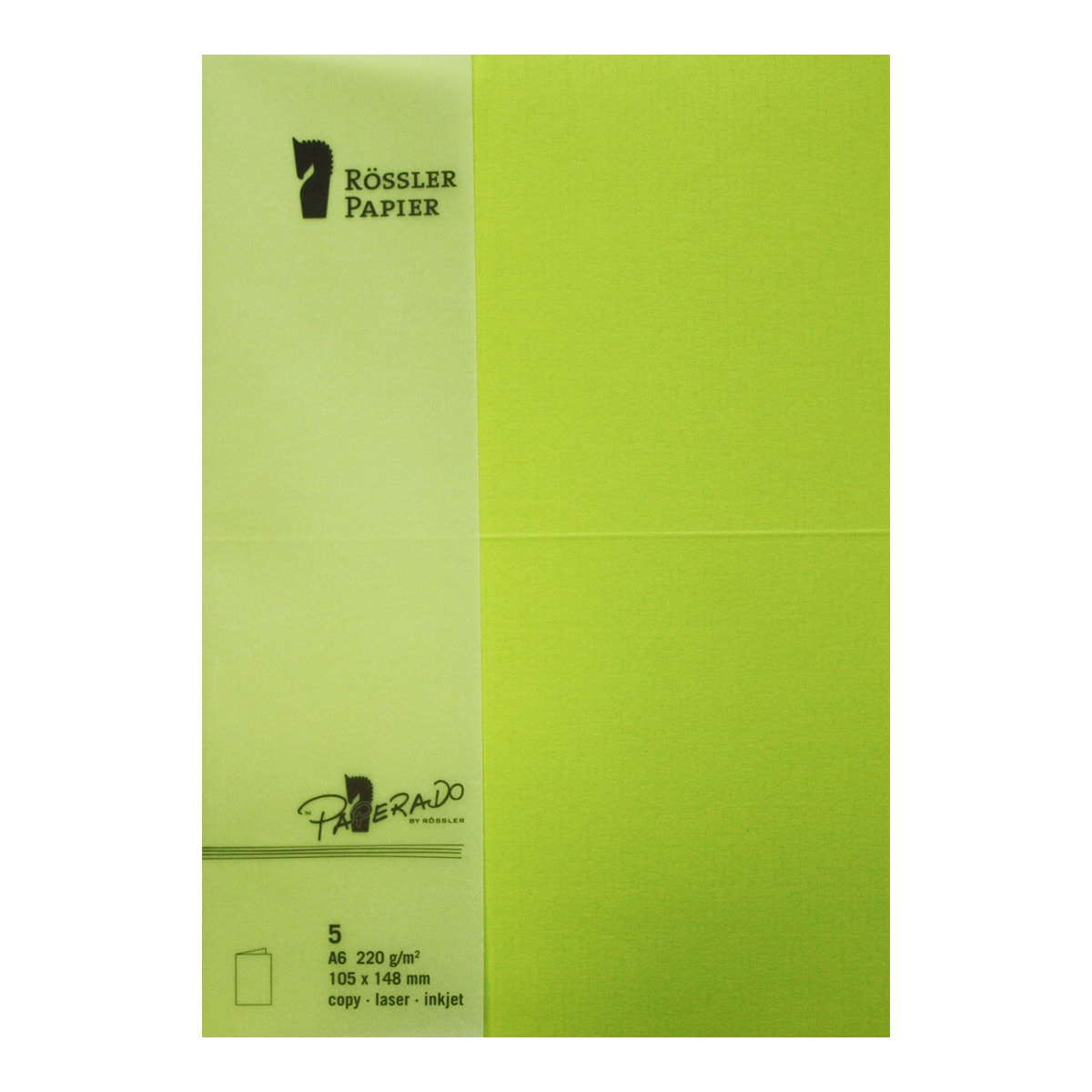 Pack 5 unids. Tarjeta Doble A6 color verde lima Rossler 1