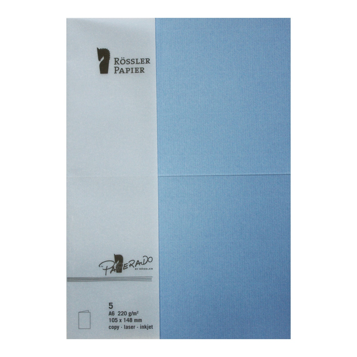 Pack 5 unids. Cartão Duplo A6 cor azul Rossler 1
