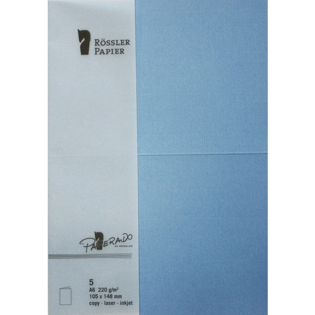 Imagem 0 de Pack 5 unids. Cartão Duplo A6 cor azul Rossler