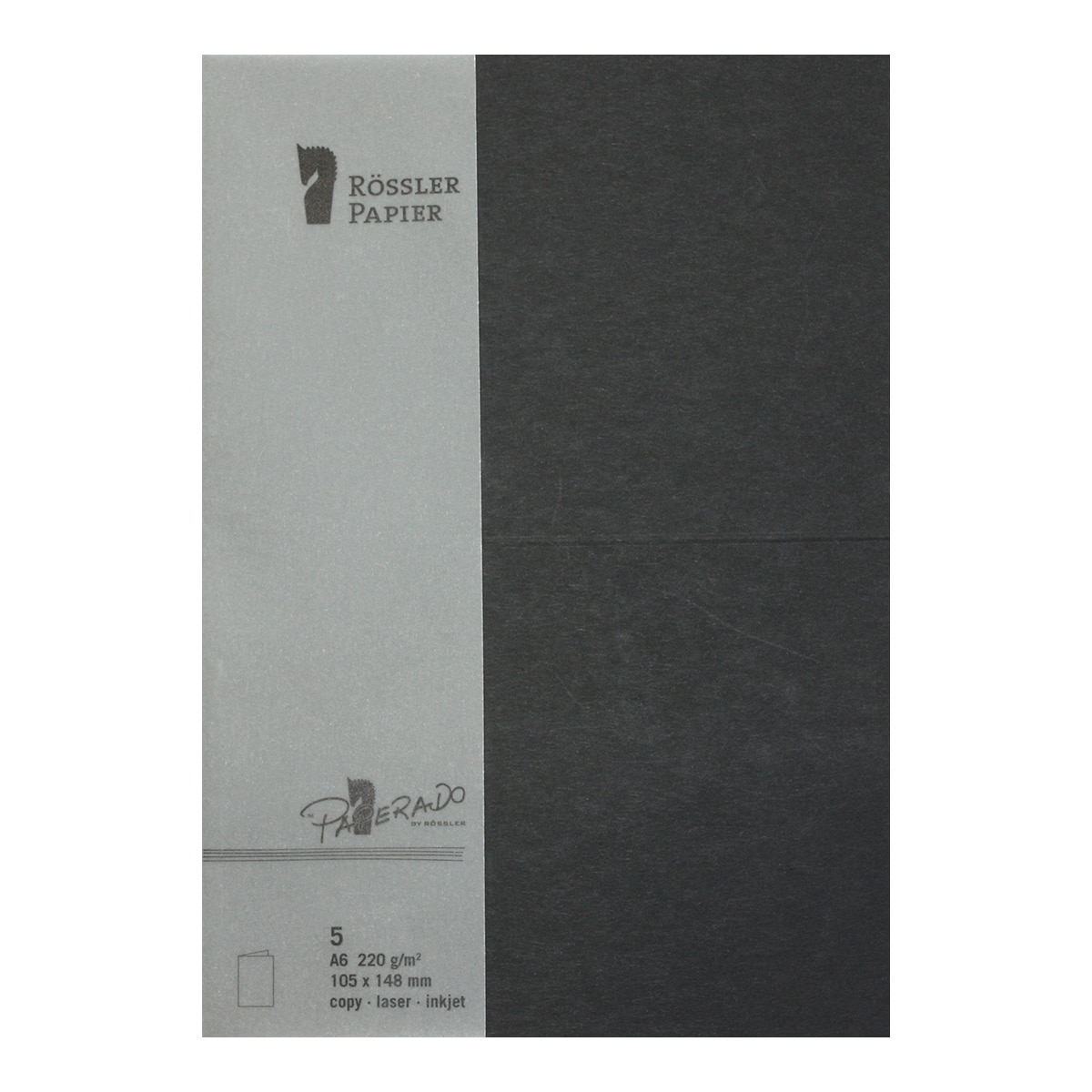 Imagem 0 de Pack de 5 unid. Cartão Duplo A6 preto Rossler