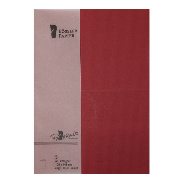 Imagen 0 de Pack 5 unids. Tarjeta Doble A6 color granate Rossler