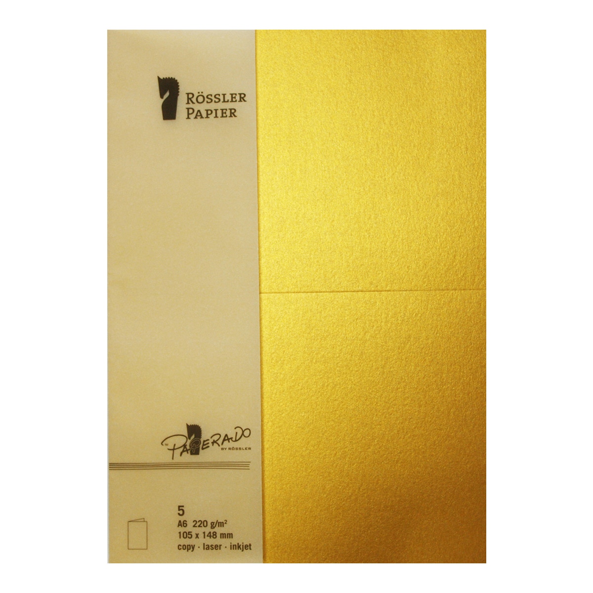 Imagem 0 de Pack 5 unids. Cartão Duplo A6 cor dourado Rossler
