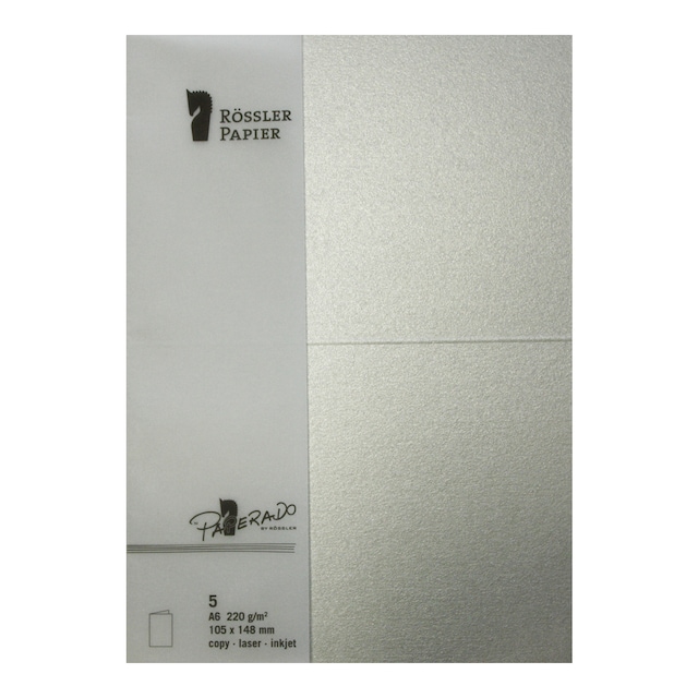 Imagem 0 de Pack 5 unids. Cartão Duplo A6 cor prateado Rossler