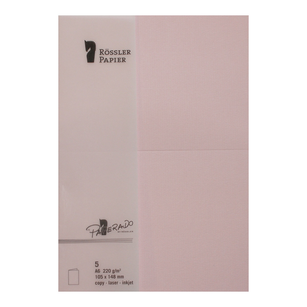 Pack 5 unids. Cartão Duplo A6 cor rosa Rossler 1