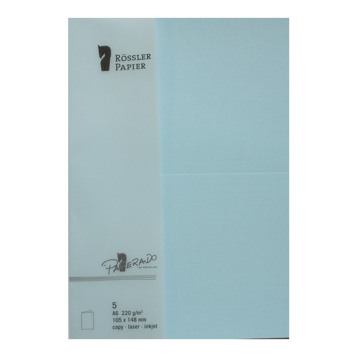 Imagem 0 de Pack 5 unids. Cartão Duplo A6 cor azul-água Rossler