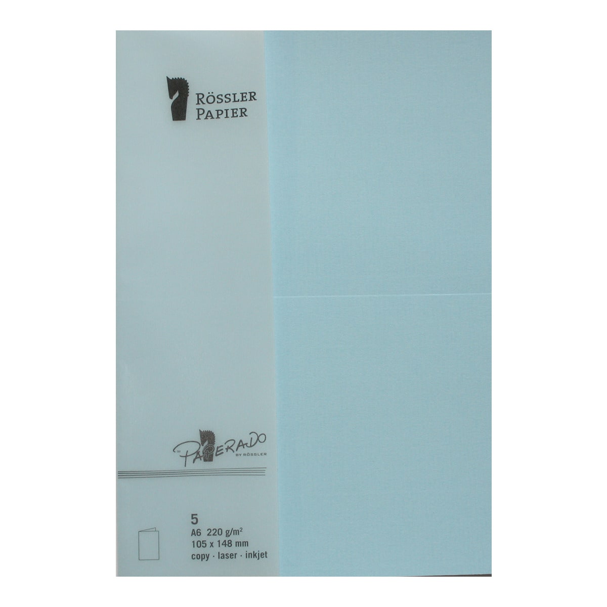 Pack 5 unids. Tarjeta Doble A6 color azul agua Rossler 1