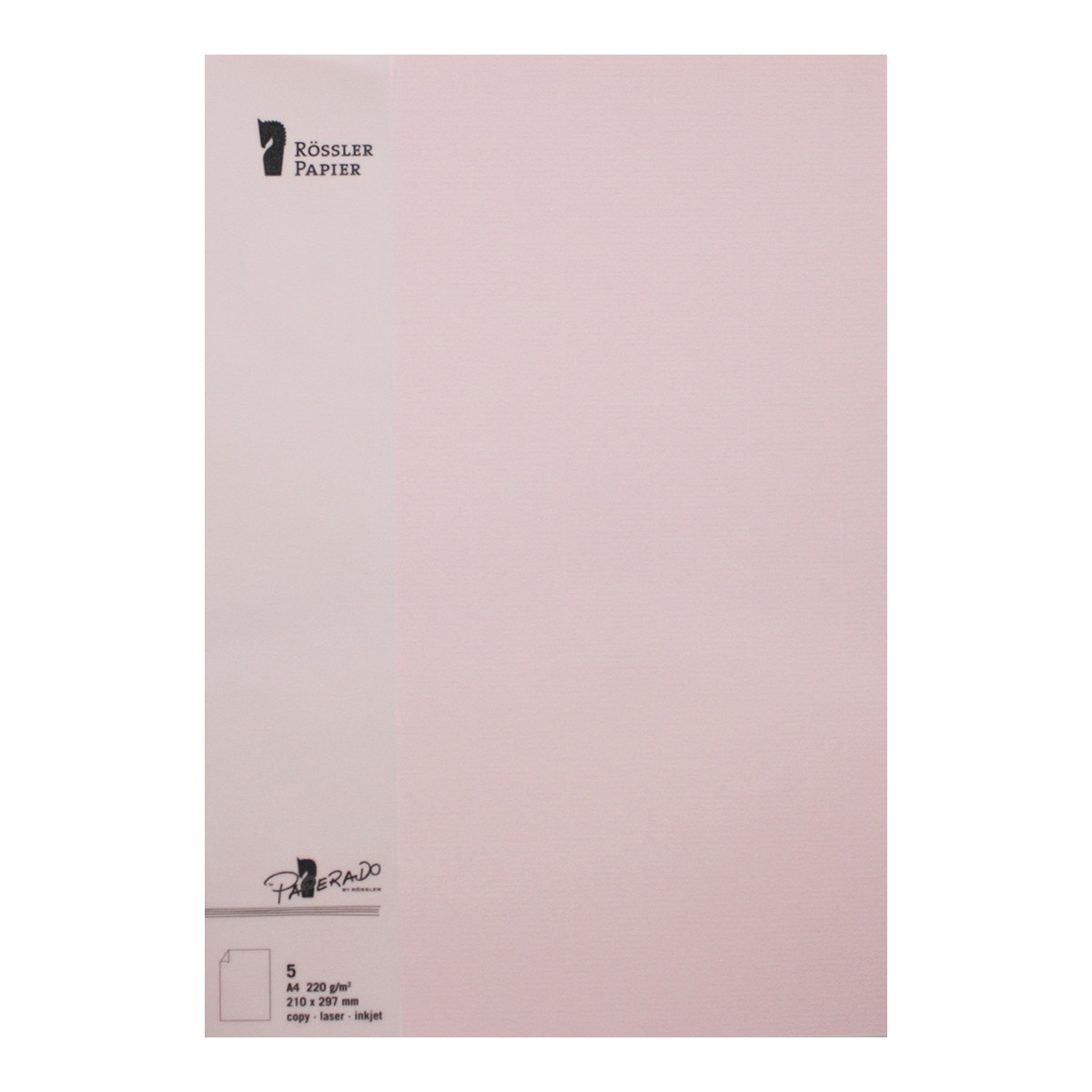 Pack de 5 unid. Cartão A4 rosa Rossler 1