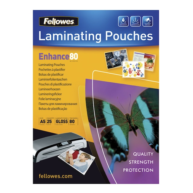 Imagen 0 de Pack de 25 Fundas para Plastificar 80 mcr. A5 Fellowes Transparente