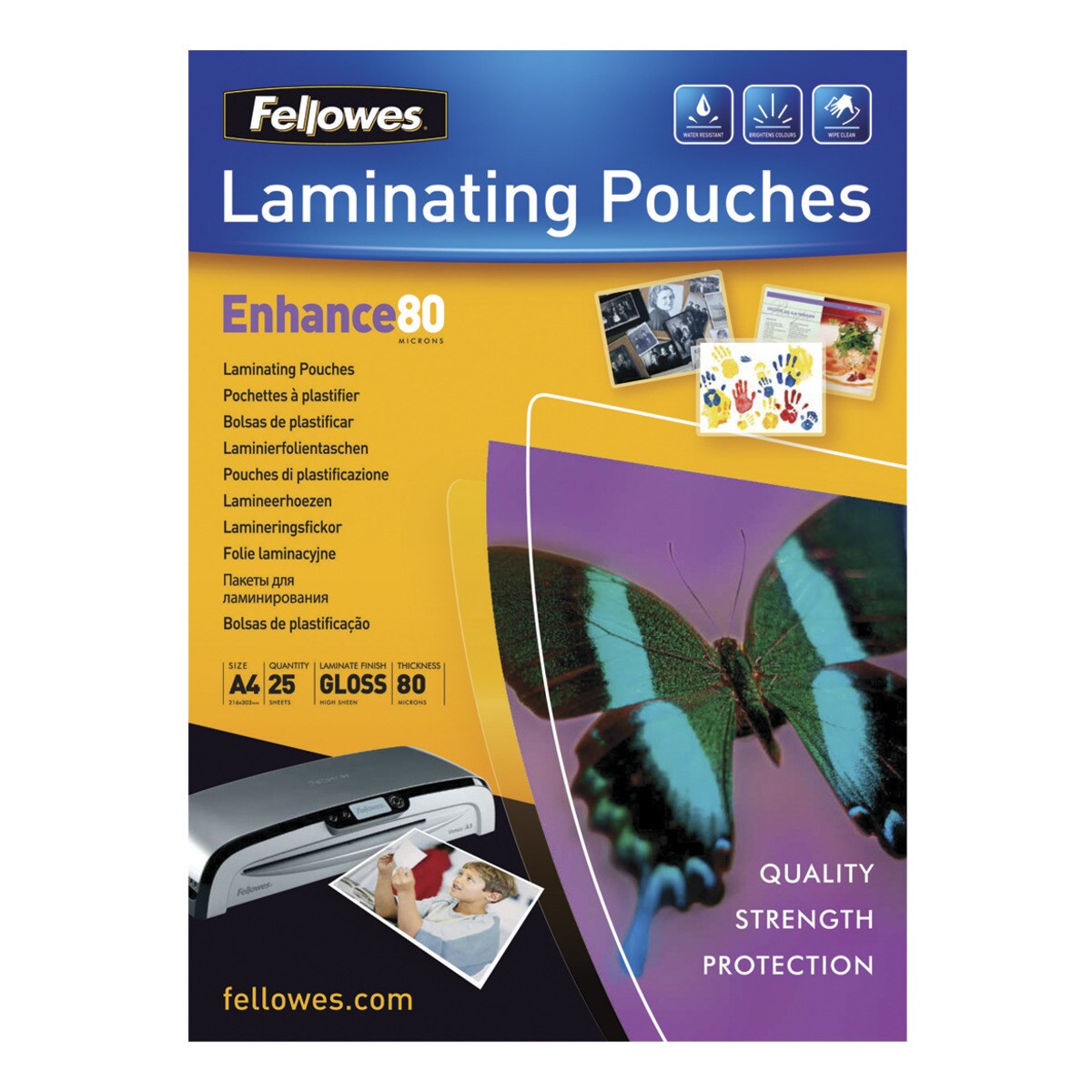 Pack de 25 Fundas Plastificar A4 Fellowes Brillo 1