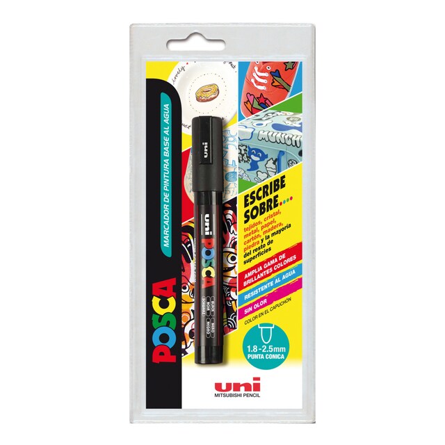 Imagen 0 de Blister Marcador Uni Posca PC 5 m. negro Uni Ball