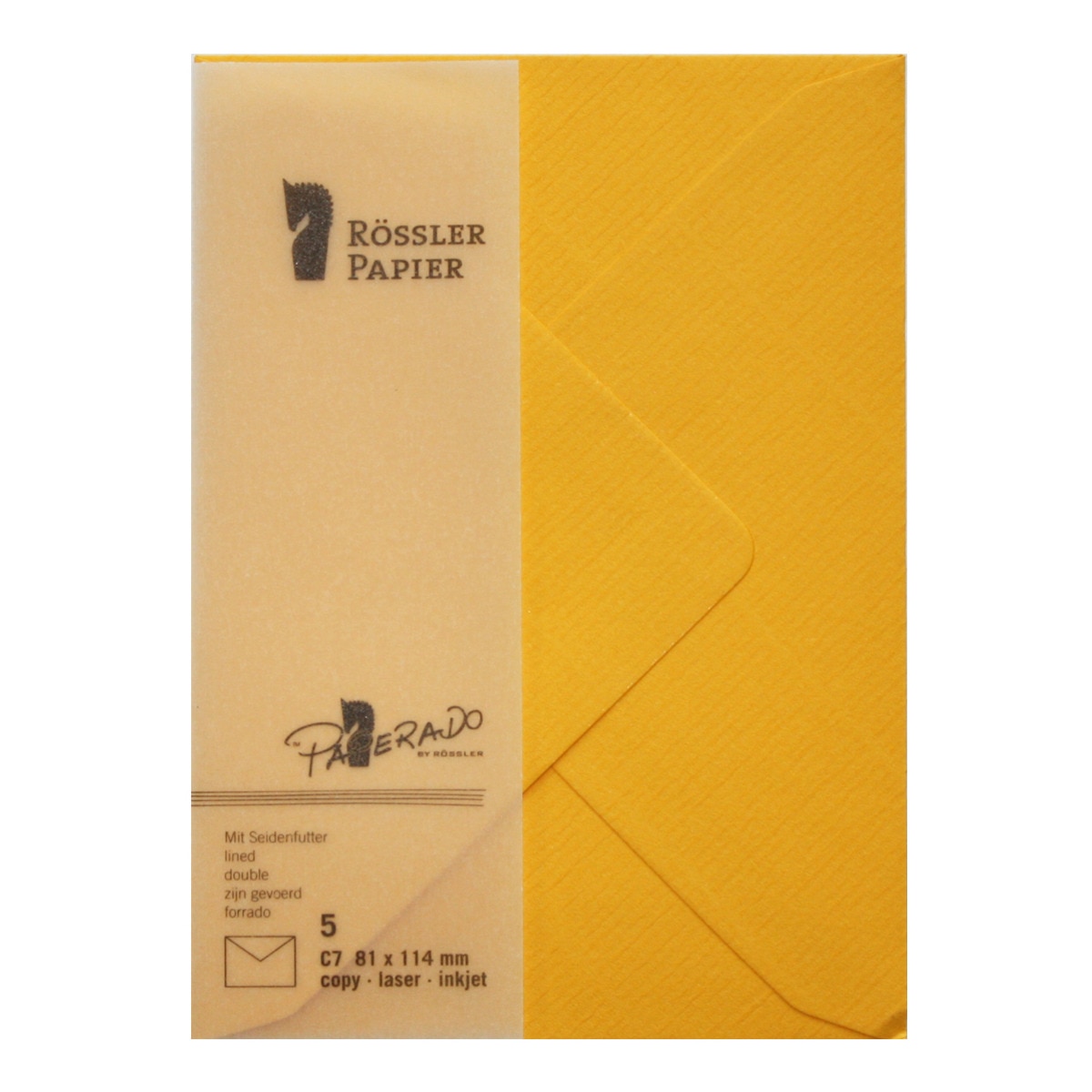 Pack 5 unids. Envelope C7 com interior forrado gema Rossler 1