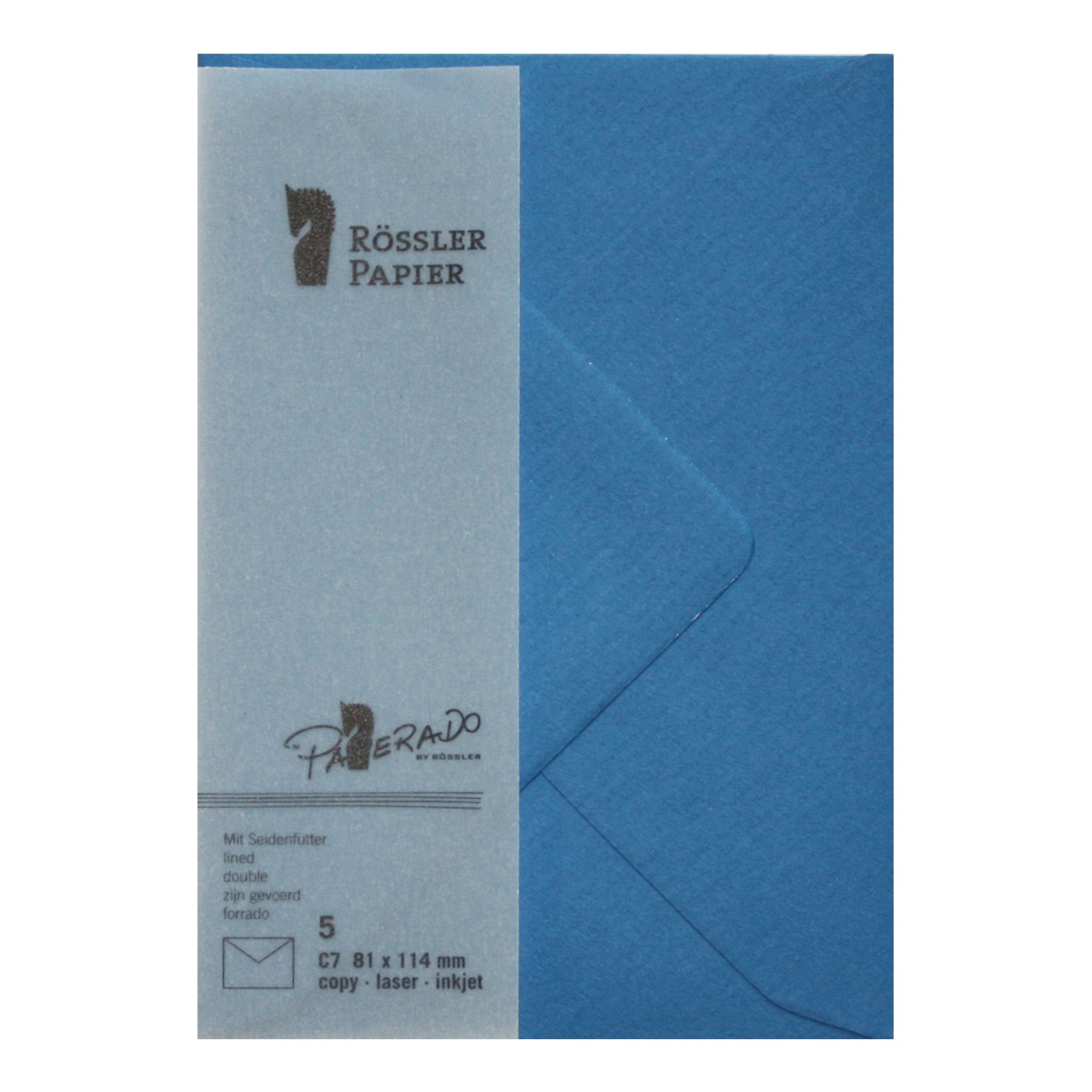 Pack de 5 unid. Envelope C7 com interior forrado azulão Rossler 1