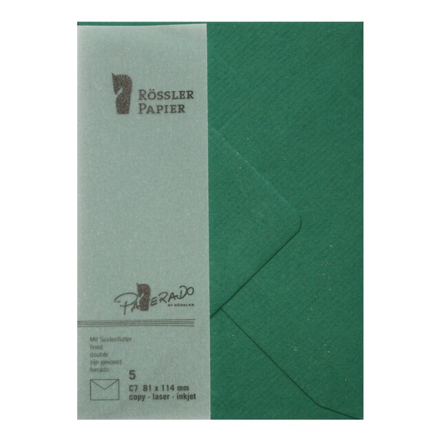 Imagen 0 de Pack 5 unids. Sobre C7 con interior forrado verde acebo Rossler