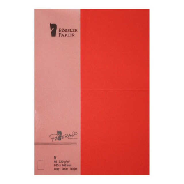 Imagem 0 de Pack 5 unids. Cartão Duplo A6 cor vermelho tomate Rossler