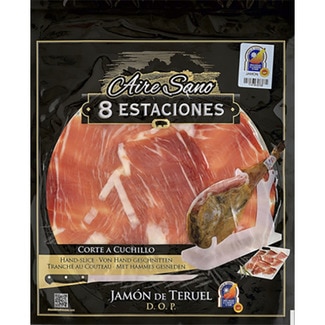 8 Estaciones jamón curado corte a cuchillo en lonchas DOP Teruel envase 80 g - Aire Sano