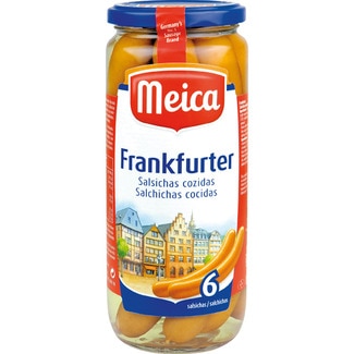 salchichas frankfurt 6 piezas frasco 250 g neto escurrido - Meica