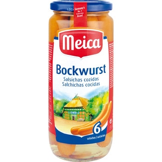 salchichas Bockwurst 6 piezas frasco 250 g neto escurrido - Meica
