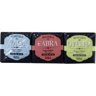 Tété Manteiga com Flor de Sal de Vaca, Cabra e Ovelha Pack 3 embalagem 20 g