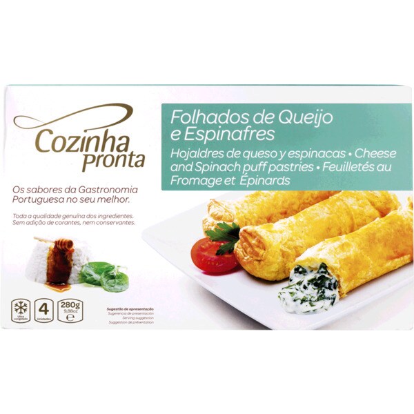 Cozinha Pronta Folhados de Queijo e Espinafres embalagem 280 g