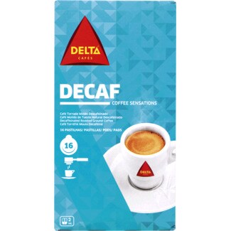 Delta Café Torrado Moído Descafeinado embalagem 16 pastilhas