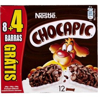 Nestlé Chocapic Barras de Cereais de Chocolate com Leite Pack 8 + 4 Grátis embalagem 300 g