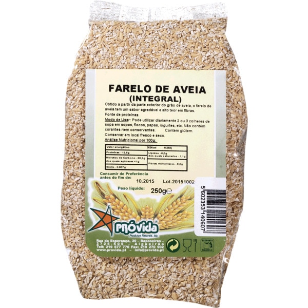 Farelo de Aveia Integral Biológico embalagem 250 g