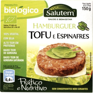 Hambúrguer de Tofu e Espinafres biológico embalagem 150 g - Salutem