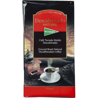 El Corte Inglés Café Torrado Moído Descafeinado Natural embalagem 250 g