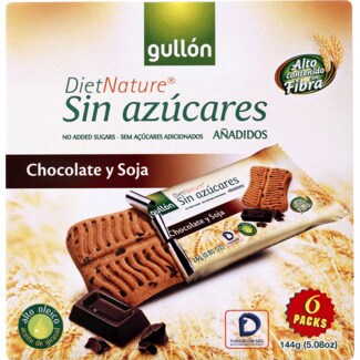 Gullón Diet Nature Barritas de Soja com Chocolate sem Açúcar embalagem 144 g