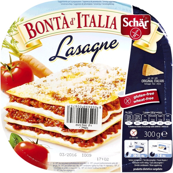 Lasanha de Carne sem Glúten embalagem 300 g
