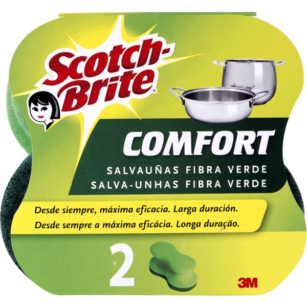 Esfregão Fibra Verde com Esponja Salva-Unhas 2 unidades