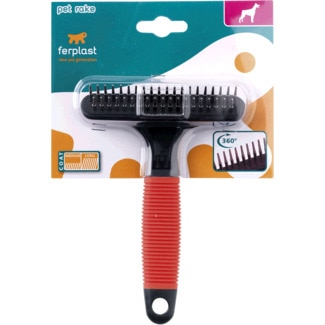 Escova Pet Rake para Cão com Pêlo Médio e Longo embalagem 1 unidade - Ferplast