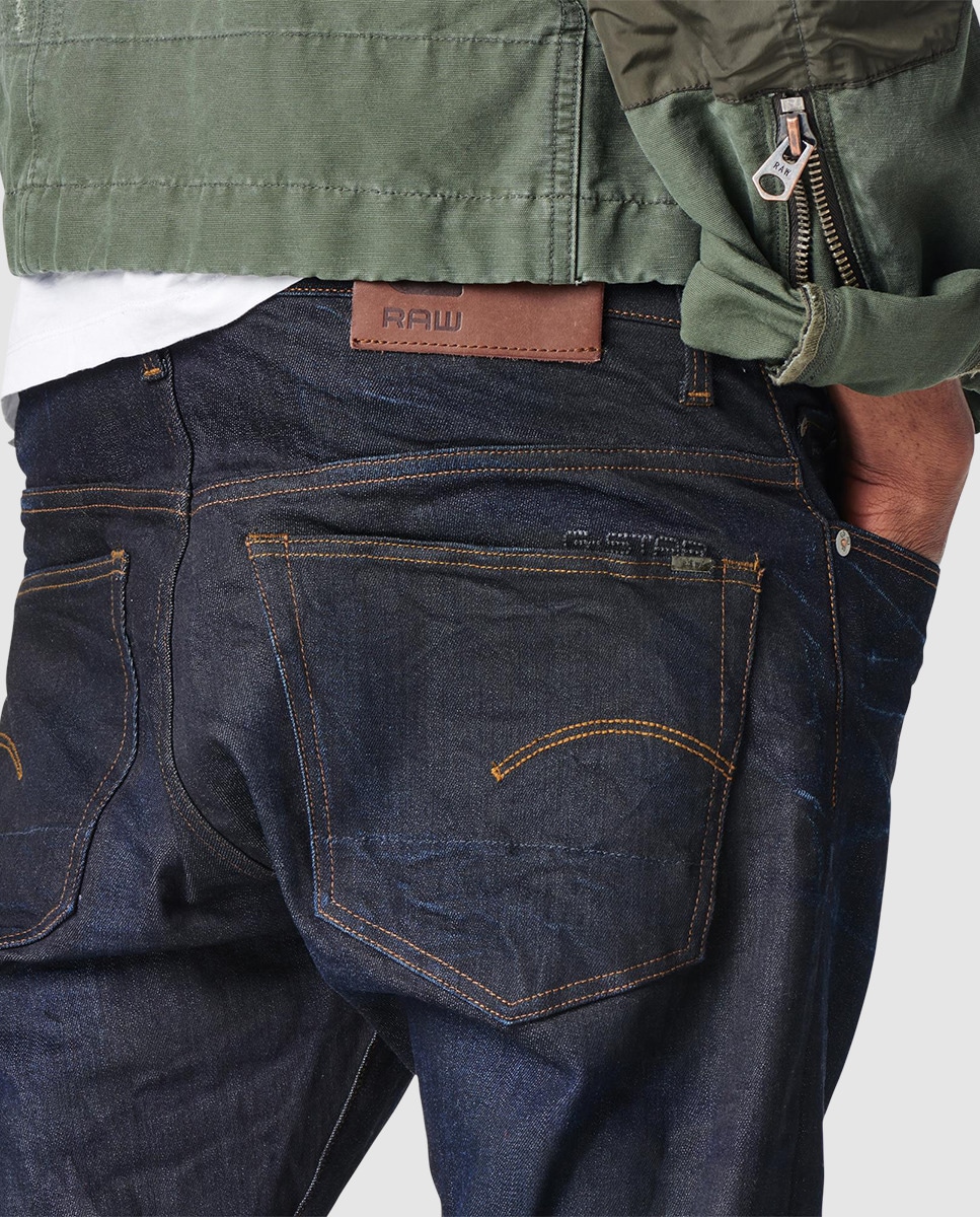 Jeans 3301 tapered azuis Azul-3