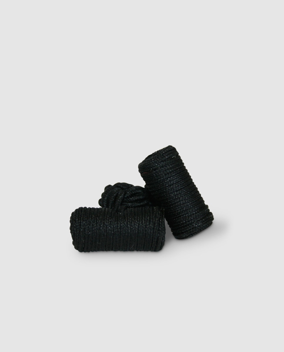 Botões de Punho com Nó de Barril Preto-1