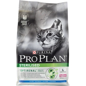 Ração para Gato Adulto Esterilizado com OptiRenal Rica em Coelho embalagem 3 kg - Purina Pro Plan