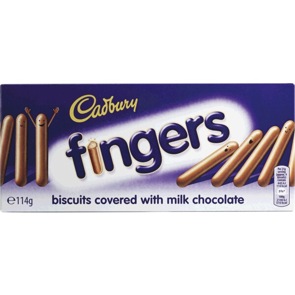 Cadbury Fingers Bolachas com Chocolate de Leite embalagem 114 g